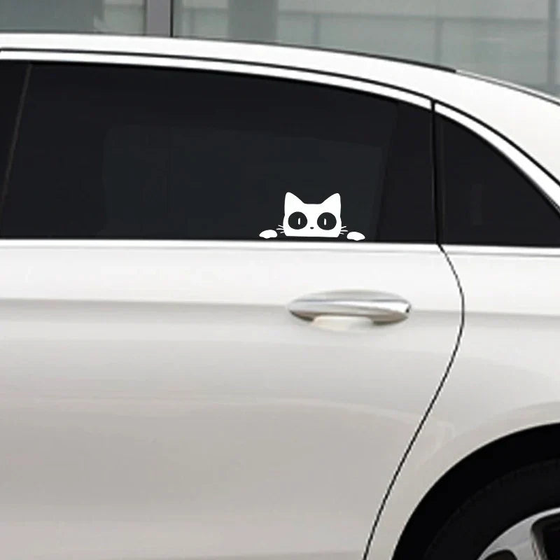 G154 1Pcs Universal Surprise Cat Peeking StickelBlack/White Funny Vinyl Decal Car StylingDecoration Accessories