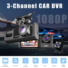 3 Channel Dash Cam for Car Front And Rear Camera 1080P Video Recorder Dashcam Black Box Car DVR Rear View Camera car accessory