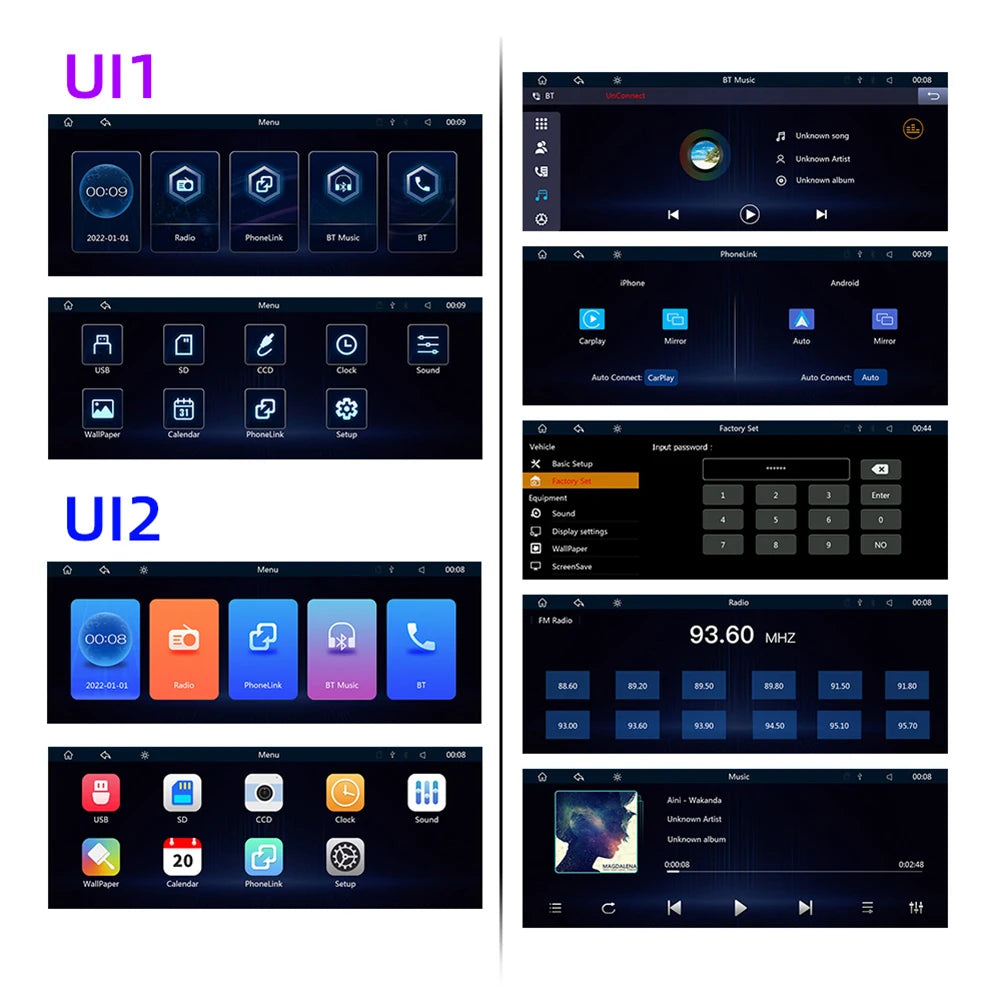 9.3 بوصة سيارة Mp5 لاعب ستيريو راديو عالمي لاسلكي Carplay أندرويد السيارات مشغل وسائط متعددة لتحديد المواقع واي فاي سيارة راديو Fm