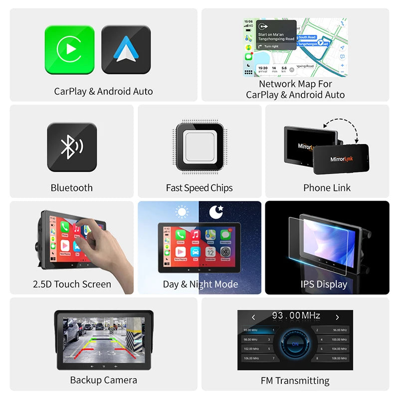 Automotive Car Radio Bluetooth Carplay Android Auto Wireless FM Touch Screen 7inch Multimedia Video Player 4.3inch Display