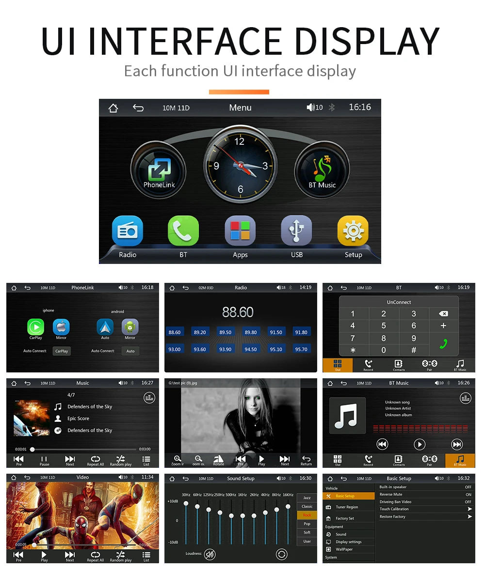 مشغل فيديو عالمي لراديو السيارة مقاس 7 بوصات لاسلكي لأجهزة Apple CarPlay وشاشة لمس للسيارة تعمل بنظام أندرويد مناسبة AUX لسيارات BMW Volkswagen KIA