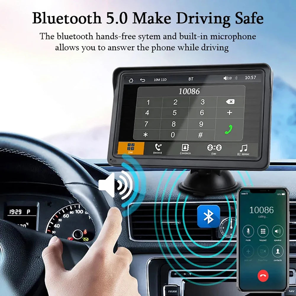 مشغل فيديو عالمي لراديو السيارة مقاس 7 بوصات لاسلكي لأجهزة Apple CarPlay وشاشة لمس للسيارة تعمل بنظام أندرويد مناسبة AUX لسيارات BMW Volkswagen KIA