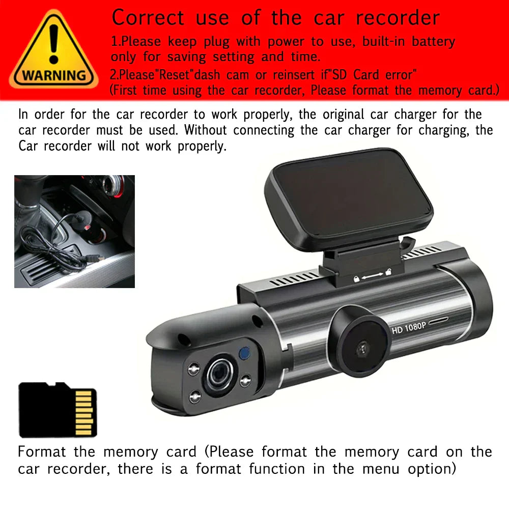 Free 64GB card,Dual camera,Dash Cam for cars,Front And Inside,car camera with IR Night Vision,Loop Recording,wide angle Car DVR