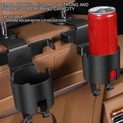 Car Seat Headrest Hook Hanger Storage Organizer With Cup Holder Mobile Phone Holder For Handbag Fit Universal Car Accessories