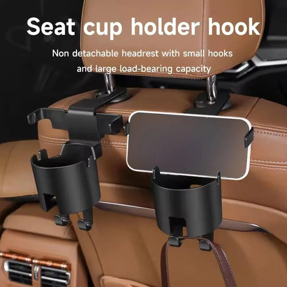 Car Seat Headrest Hook Hanger Storage Organizer With Cup Holder Mobile Phone Holder For Handbag Fit Universal Car Accessories