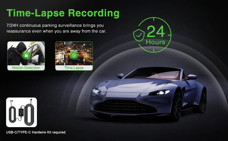 3 قناة داش كام مسجل فيديو كاميرا سيارة ثلاثية العدسات مع رؤية خلفية DVR 24H شاشة للمساعدة في ركن السيارة بسهولة صندوق أسود