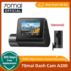 Global 70mai Dash Cam A200 Dual-channel Record 1080P HDR 2'' IPS Screen 24H Parking Monitor 70mai Car DVR A200 WIFI APP 130° FOV