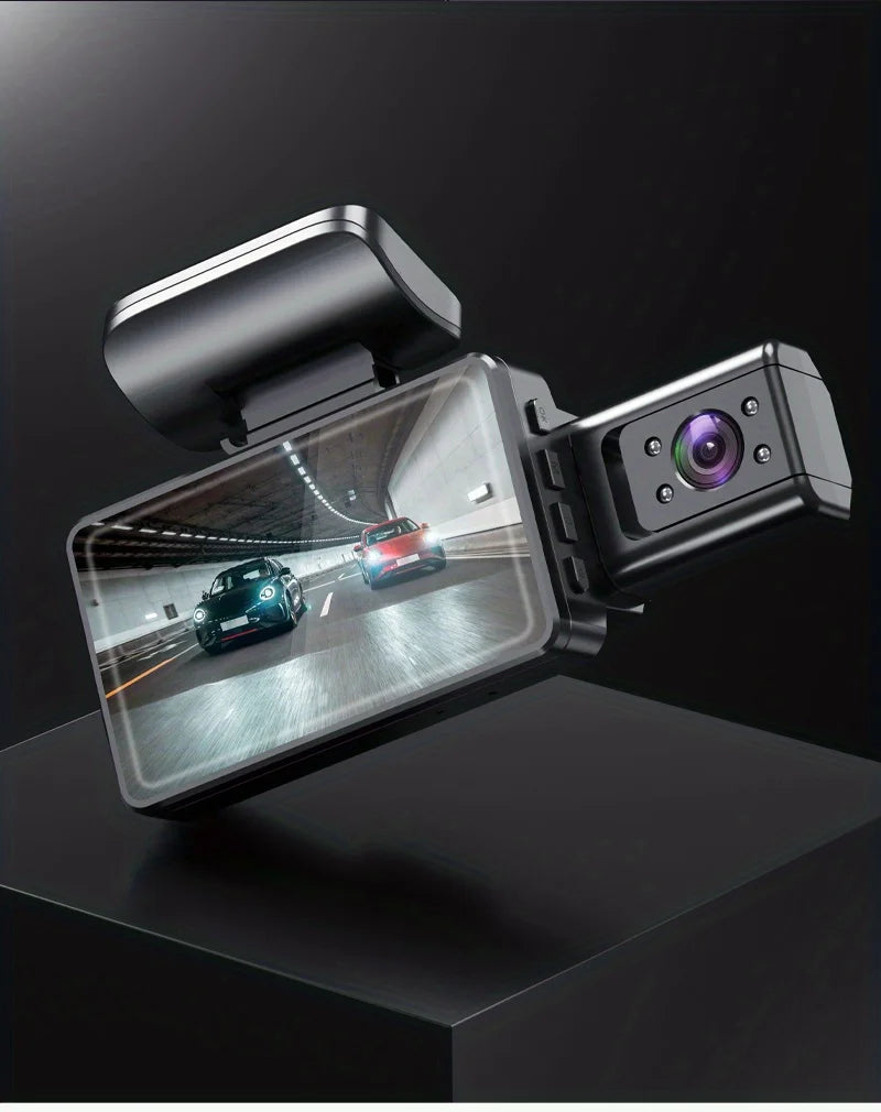 Dash Cam 3-inch Screen With 170 Wide Angle 1080P Dual Lens In Front Of And Inside The Car Cycle Recording