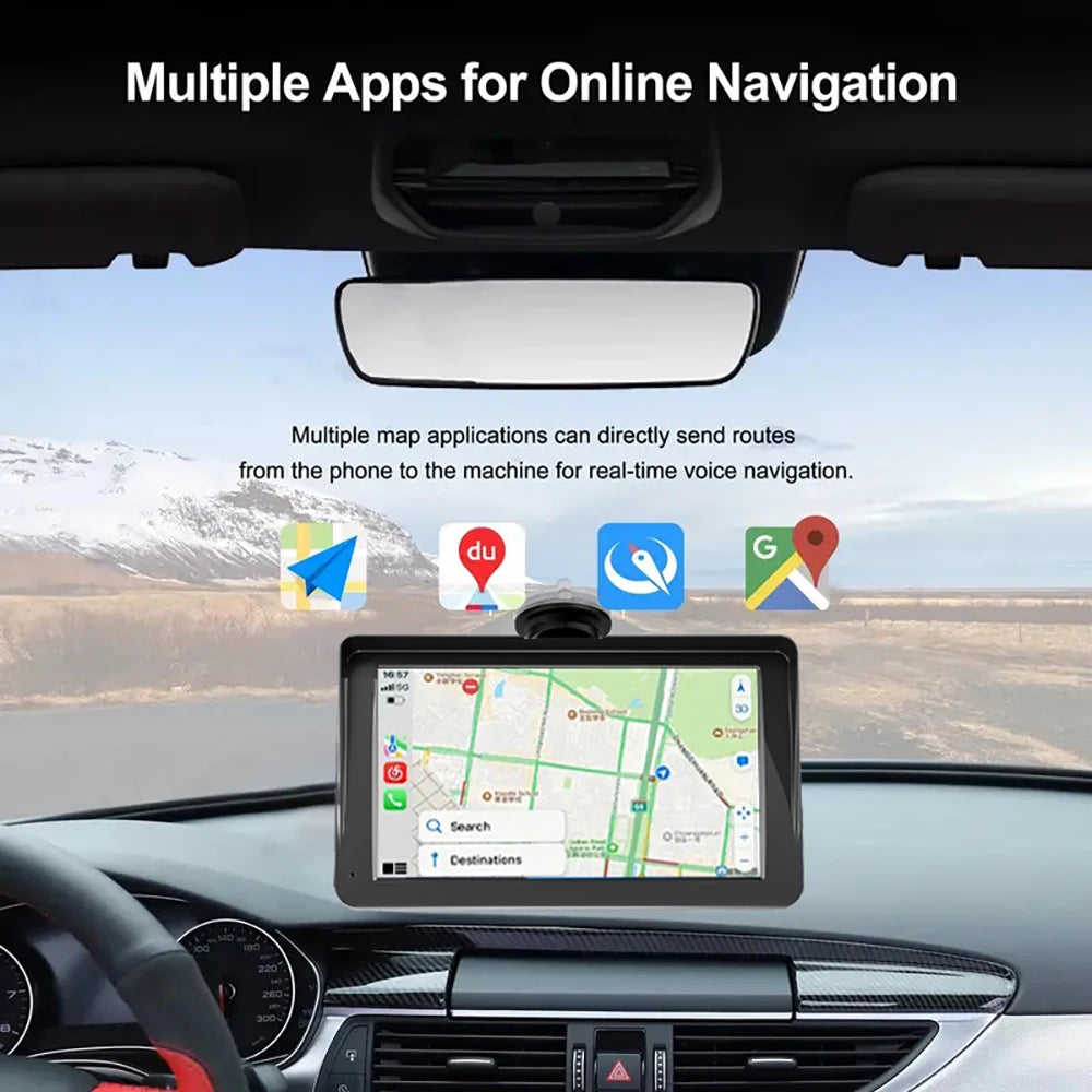مشغل فيديو عالمي لراديو السيارة مقاس 7 بوصات لاسلكي لأجهزة Apple CarPlay وشاشة لمس للسيارة تعمل بنظام أندرويد مناسبة AUX لسيارات BMW Volkswagen KIA