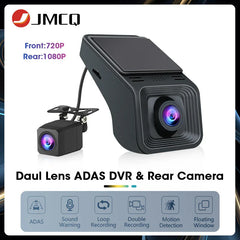 JMCQ USB ADAS Car DVR Dash For Android Auto Multimedia Player Front & Rear Dual Camera Loop Recording Motion Detection Cameras