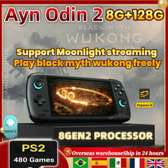وحدة تحكم ألعاب مشغل فيديو محمول باليد من Ayn Odin 2 بشاشة 6 بوصة تعمل باللمس Android13 8G + 128G wukong black legend PSP PS2 480Game