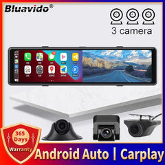 3 Cameras Dash Cam 1080P Car Mirror Video Recording Carplay & Android Auto Wireless Connection WiFi Miracast GPS Navigation DVRs