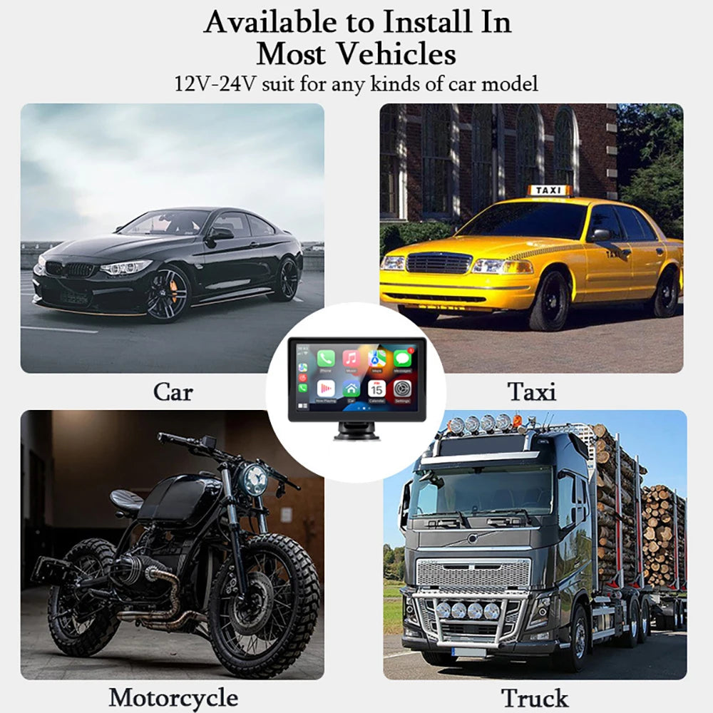 مشغل فيديو عالمي لراديو السيارة مقاس 7 بوصات لاسلكي لأجهزة Apple CarPlay وشاشة لمس للسيارة تعمل بنظام أندرويد مناسبة AUX لسيارات BMW Volkswagen KIA