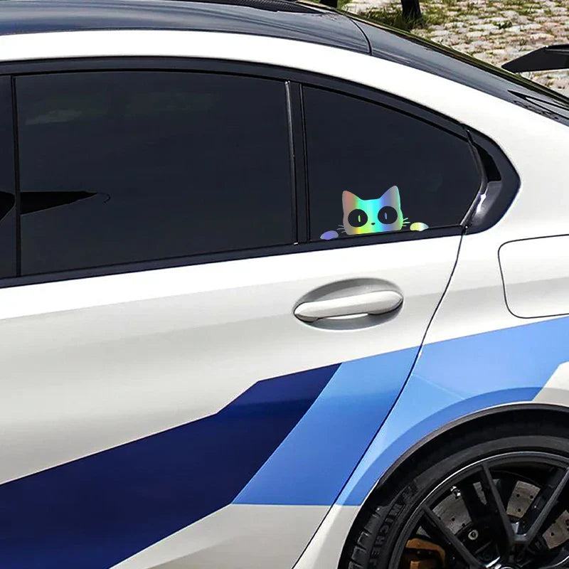 G154 1Pcs Universal Surprise Cat Peeking StickelBlack/White Funny Vinyl Decal Car StylingDecoration Accessories